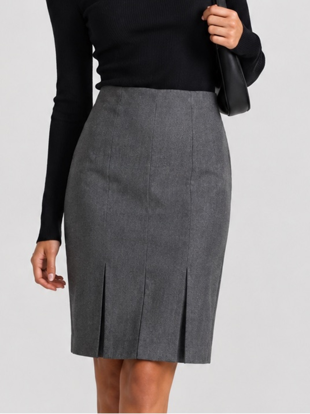 AGB Gray Pencil Skirt with Front Pleats